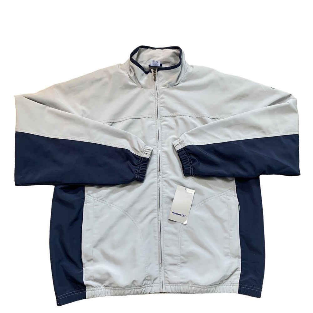 Reebok Vintage New Old Stock Lined Windbreaker Large Gray/Blue Tag Date 2000’s